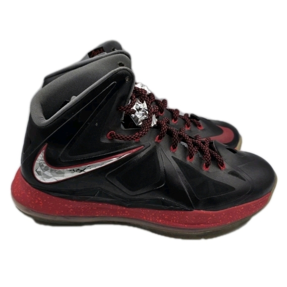 Nike LeBron 10 X 10+ Pressure Black Red Sport Size 12 Sneakers    Basketball Men main image 8